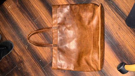 100% brown leather large tote