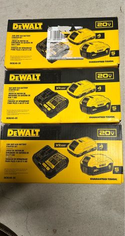 3 New DeWalt 5Ah and 4Ah Battery with charger starter kit