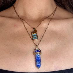 18k Gold Lapiz Lazuli & The Empress Necklace 
