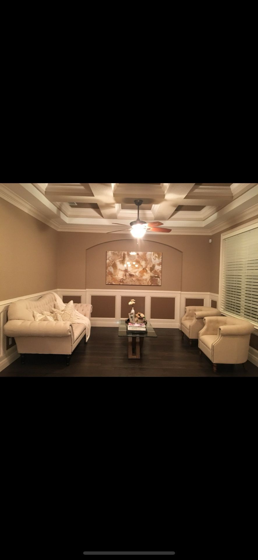 2 Tufted Beige Chairs 