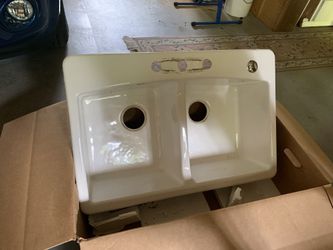 Double enamel cast iron sink