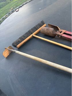Push broom, post hole diggers, garden hoe.