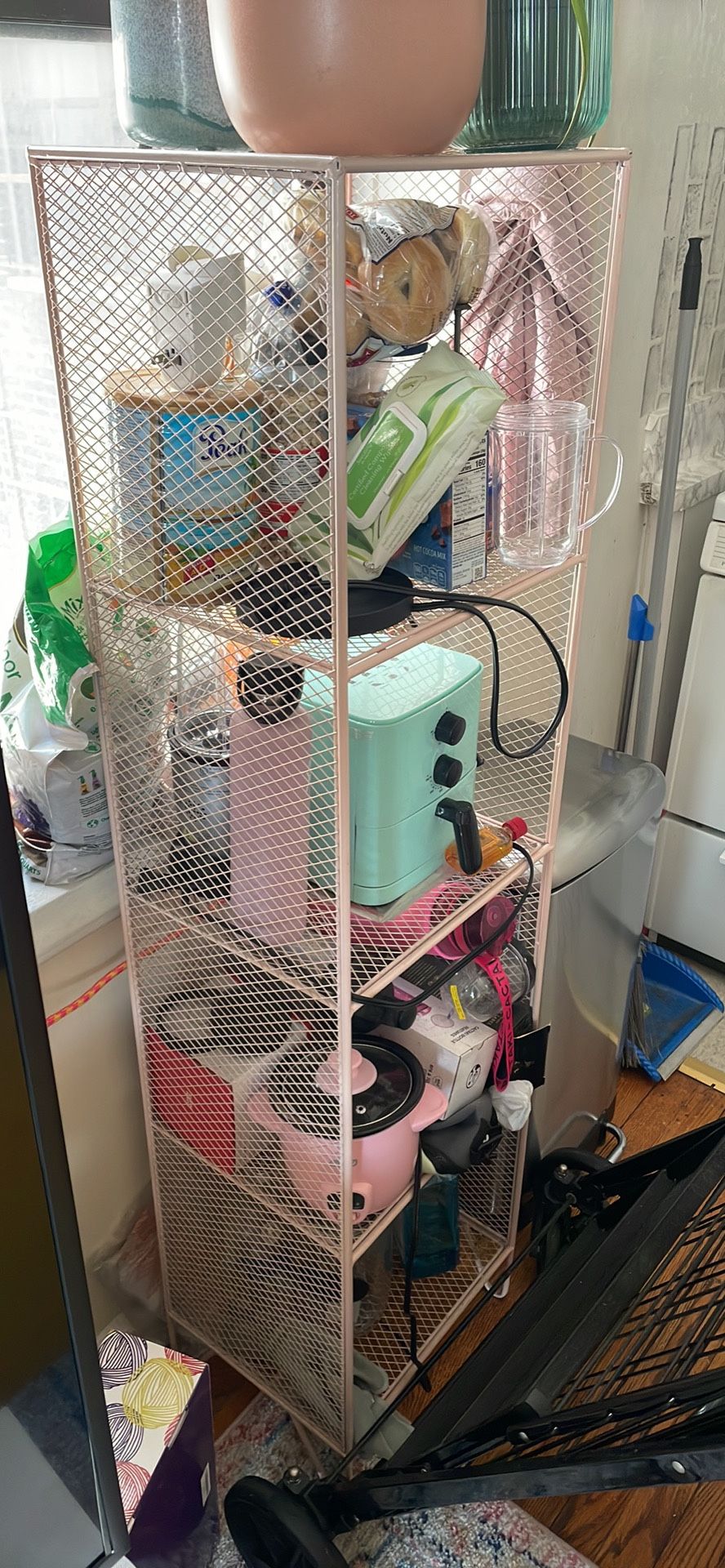 Pink Metal Shelving Unit