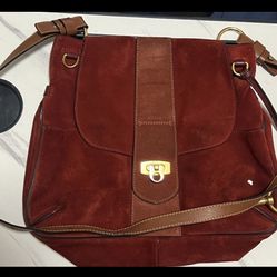 Authentic Chloé Suede Shoulder Bag - Burgundy