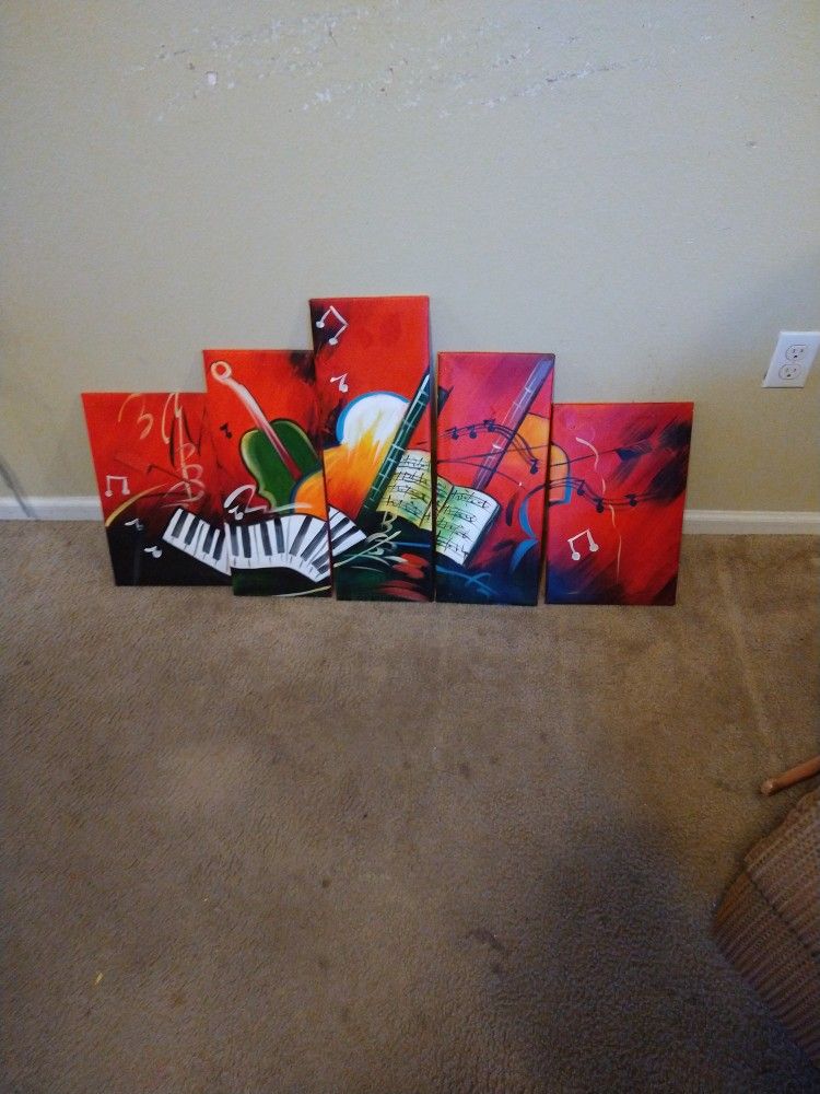 piano. pic wall decoration .. 5pic. fame.
