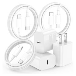 iPhone 17 16 15 Charger Fast Charging,3-Pack 20W USB C Charger Block with 60W Type C to USB C Cable Cord 6FT,
