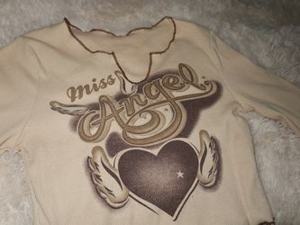 Miss Angel Graphic Long Sleeve Crop Top