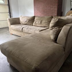 Beige Micro Fiber Sectional Couch / Sofa