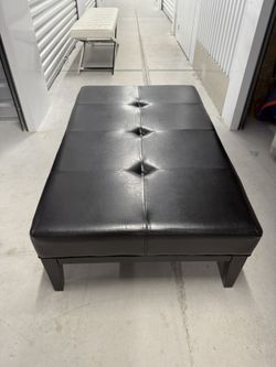 Black Faux Leather Bench