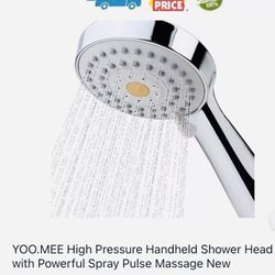 YOO.MEE High Pressure Handheld Shower Head with Powerful Spray Pulse Massage New