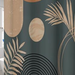 Boho Mid Century Leaf Shower Curtain 