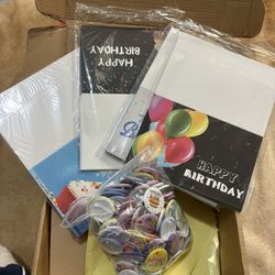 Birthday cards and buttons