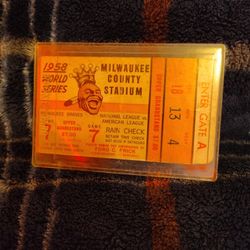 1958 World Series Gm: 7 Milwaukee BravesTicket Stub