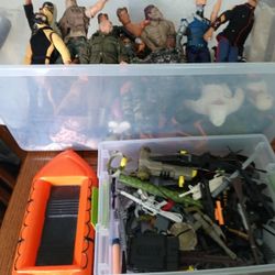 Box Of GI Joe Dolls And Accessories