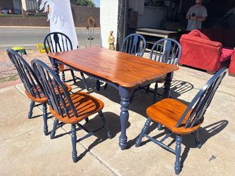 Farmhouse Dining Table Set with 6 Chairs,can deliver