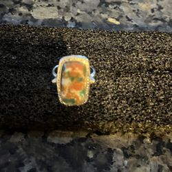 Silver Toned Resin Ring Size 8 