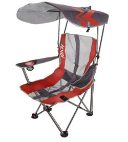 SwimWays Kelsyus Original Foldable Canopy Chair for Camping, Tailgates, and Outdoor Events, Grey/Red