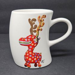 Shu & W's Cera Taiwan Designer Coffee Mug Shin Kong Mitsukoshi Folk Art Deer Cup