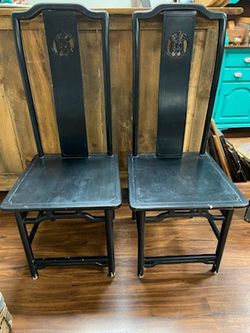 Vintage Mid Century Ming Style High Back Chinese Dining Chairs