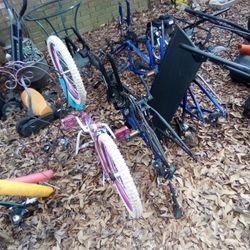 Bike frames of all kinds. Mostly Mountain Bikes. Bike parts, Wheels, Tires, Cranks, Brakes, Handlebars...