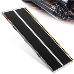 VNN Portable Wheelchair Ramp 7FT, Seamless Non-Slip Aluminum Ramps for Wheelchairs for Home, Handicap Wheelchair Ramps for Home Steps, Aluminum Loadin
