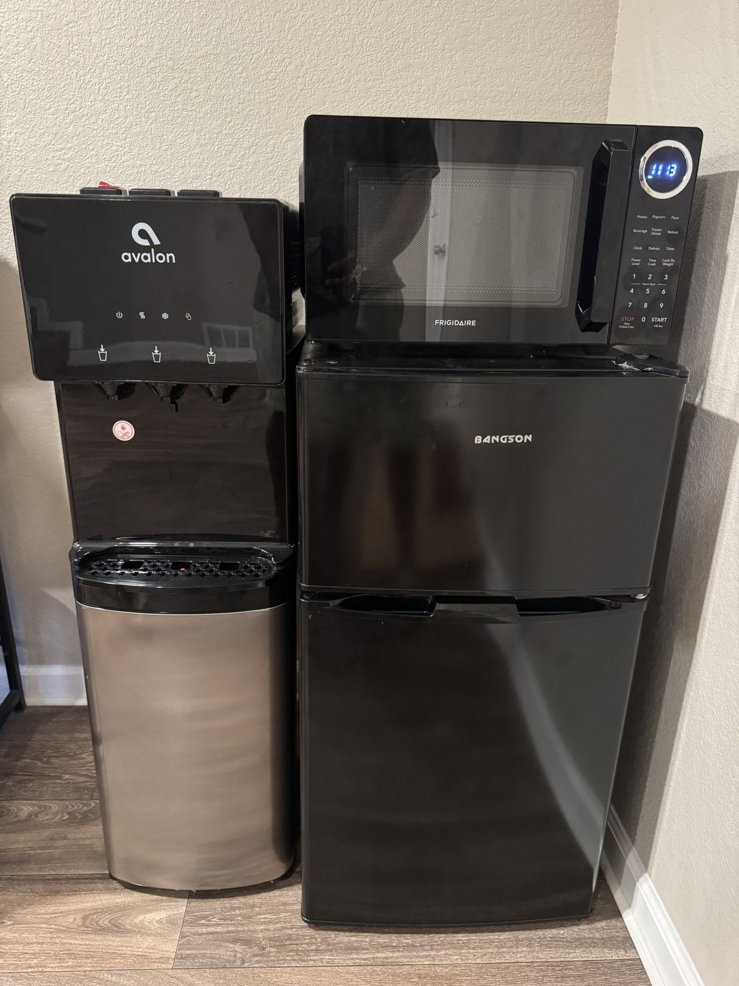 Water Cooler, Microwave, Mini Fridge