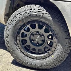 Method MR305 Double Black 17x8.5 6x139.7 +0 265|70R17 Falken Wildpeak AT4W Rims + Tires Package Deal