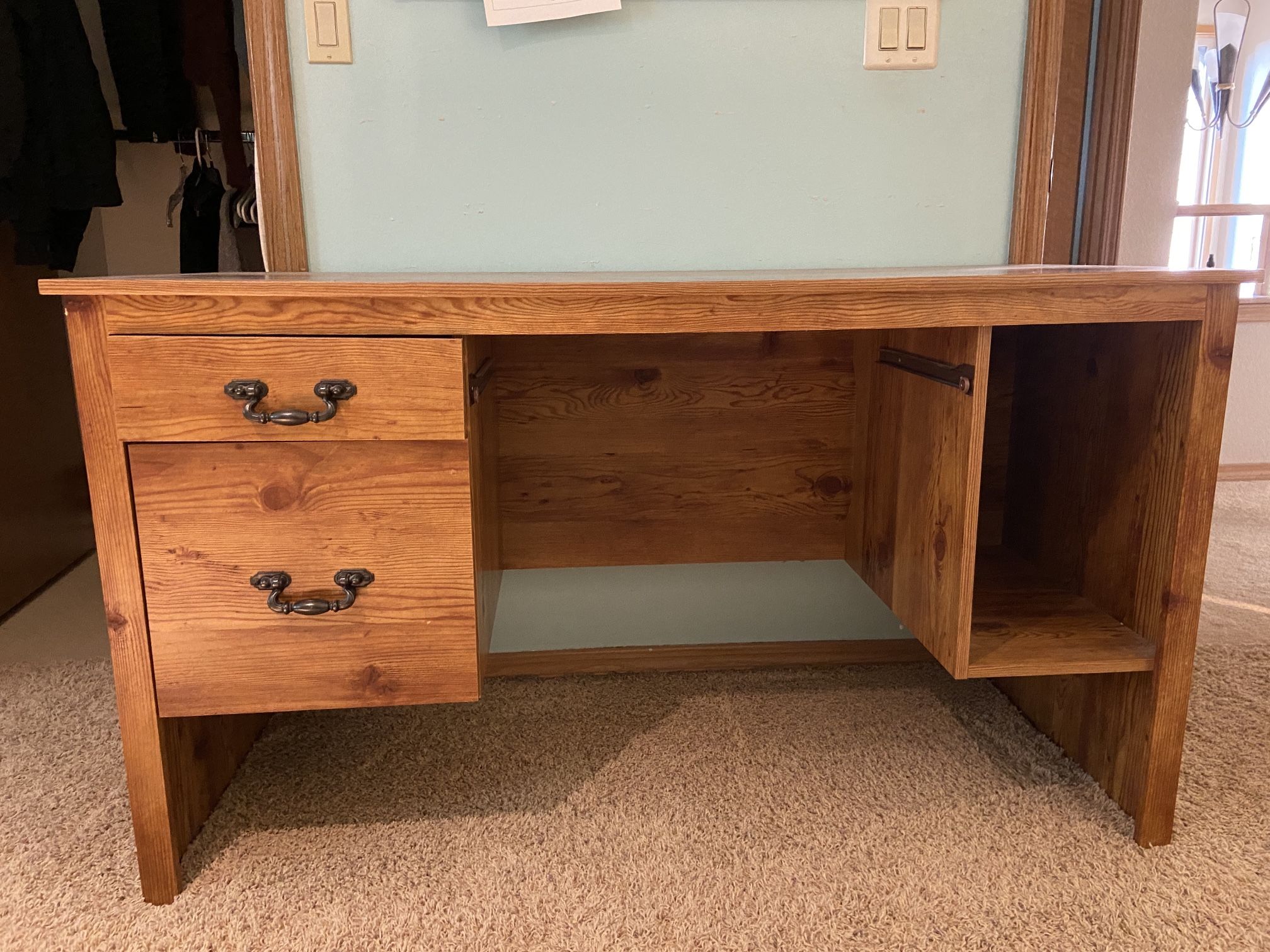 Wood Desk with Upper Shelving