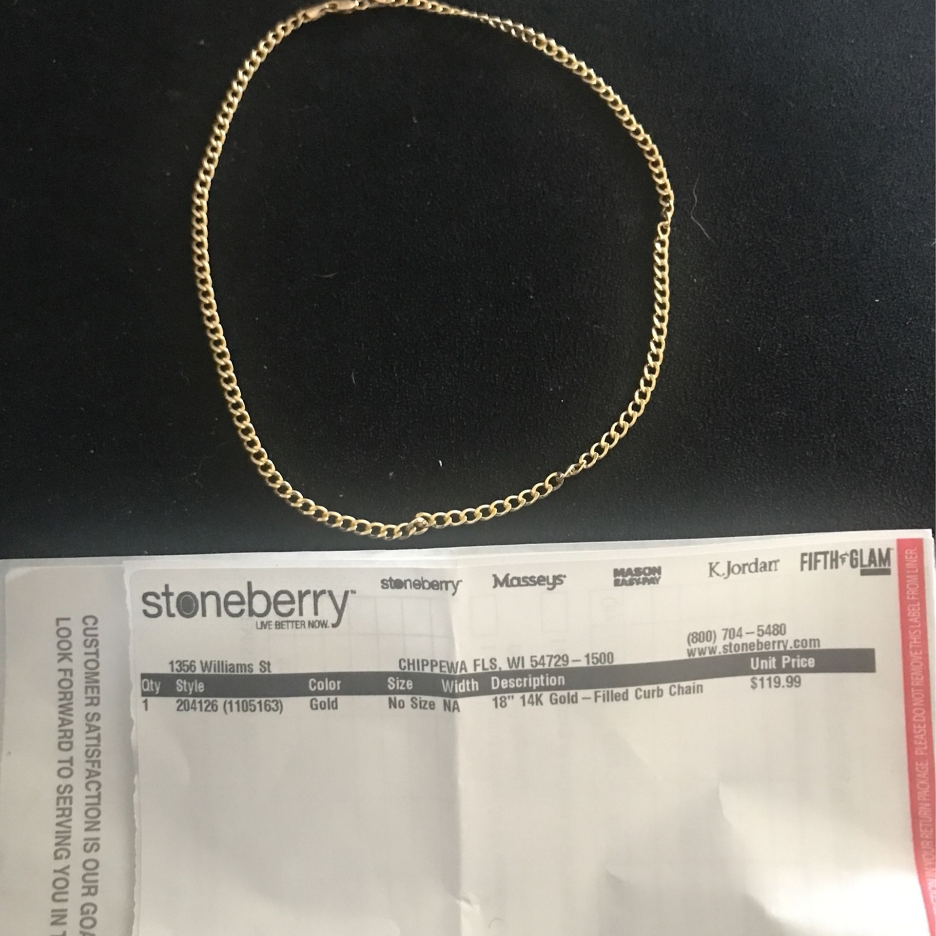 18” 14K Gold Curb Chain Brand New Never Worn Verified Gold