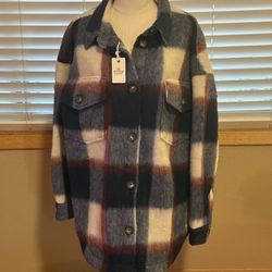Marine Layer Blue Plaid Bailey Shirt Jacket