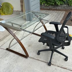 Glass Desk and office Chair. 