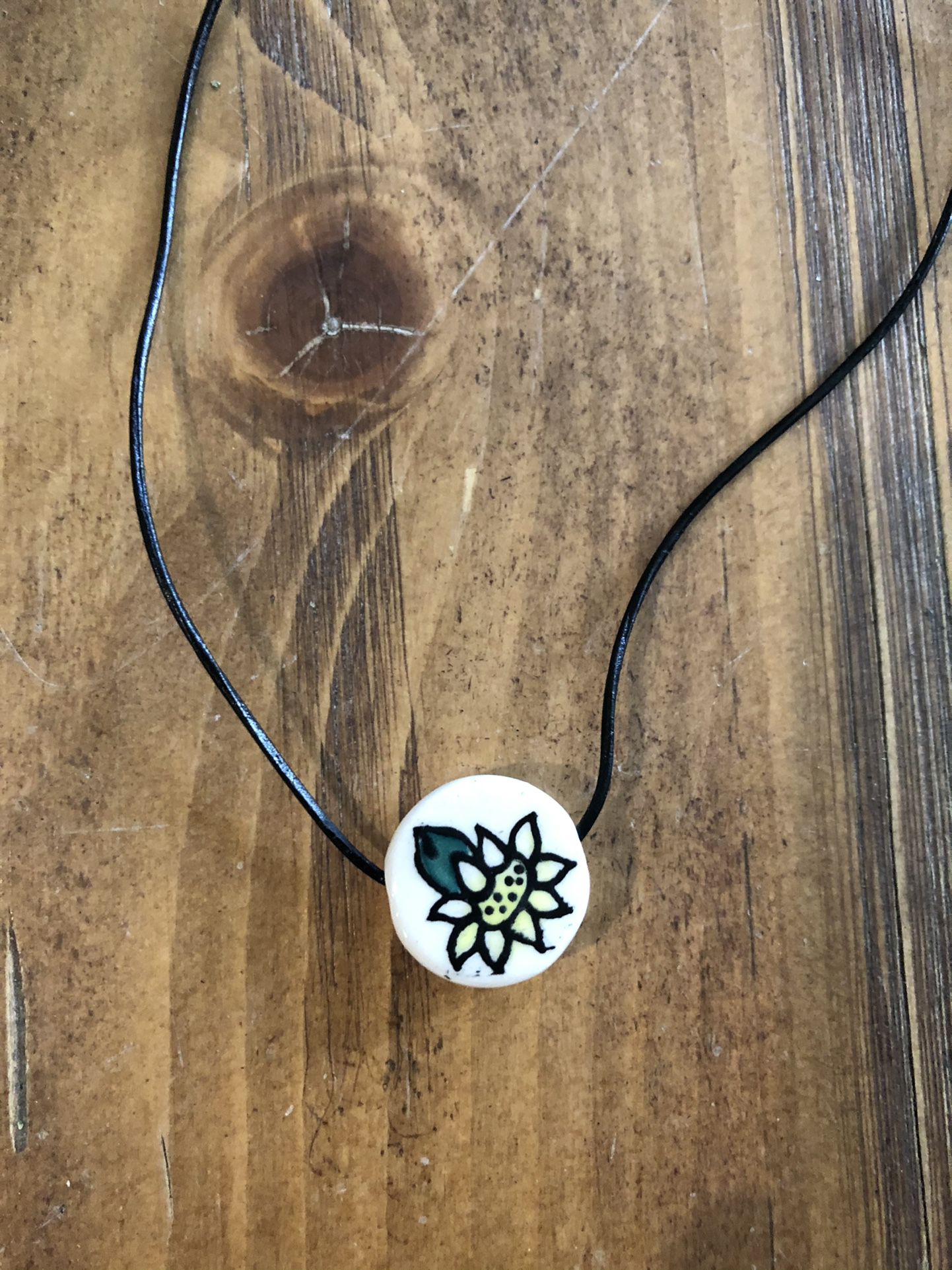 Sunflower Ceramic Bead Pendant Choker Necklace