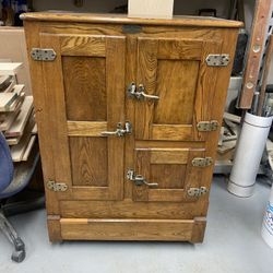 Antique Oak Ice Box Cabinet 