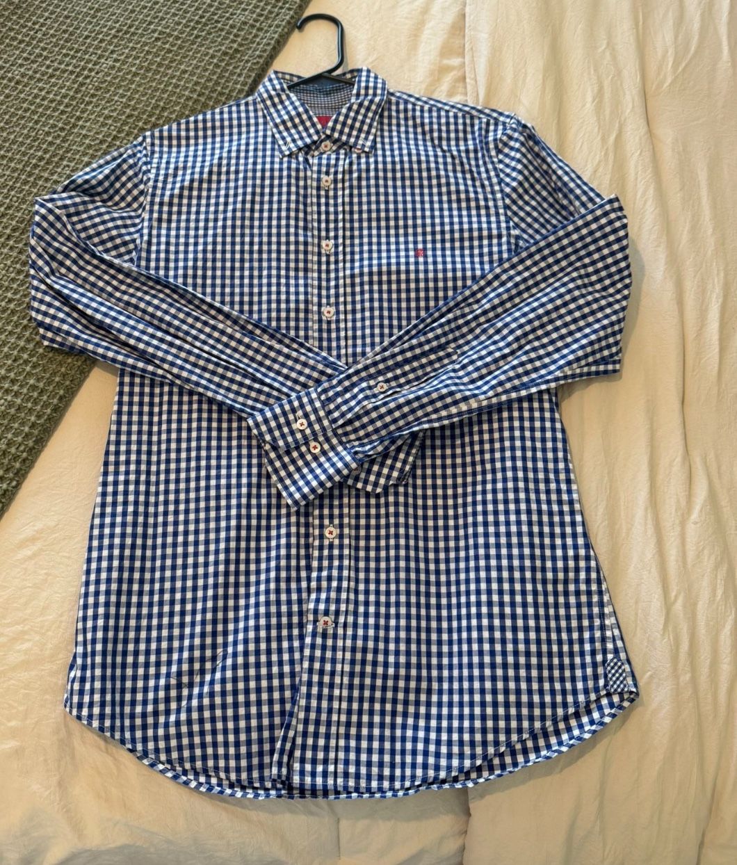 Carolina Herrera Men Shirt Size 15 Small Blue and White