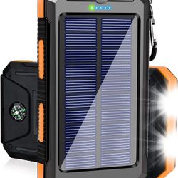 Solar Charger Power Bank, 38800mAh Portable Charger Fast Charger Dual USB Port Built-in Led Flashlight and Compass for All Cell Phone and Electronic D