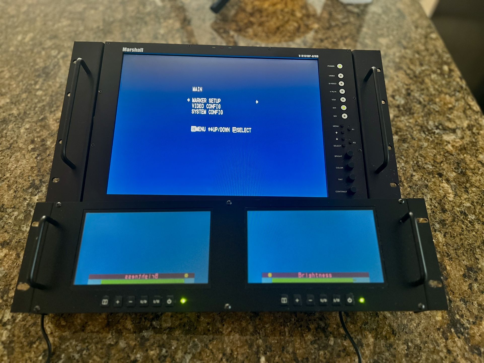 Marshall 15” Rackmount Monitor display with  Two 7” Displays 