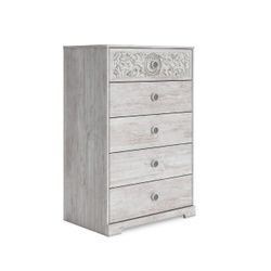 NEW- Signature Design by Ashley Paxberry 5-Drawer Chest - Boho Whitewash