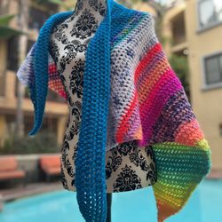 Handmade Rainbow Triangle Wrap Sweater 