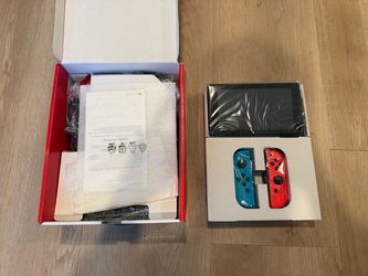 Nintendo Switch with Neon Blue and Red Joy-Cons