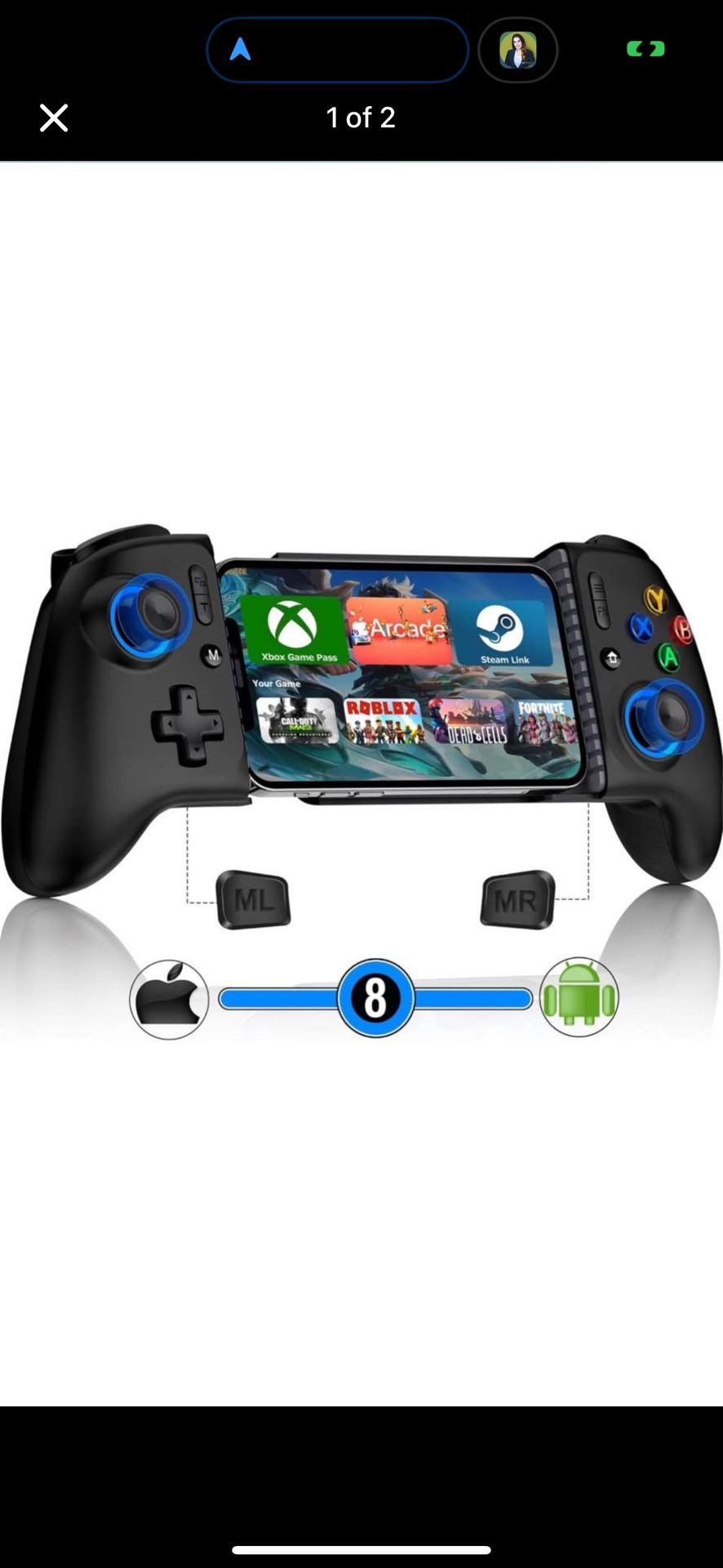 Mocagen Mobile Gaming Controller, MC2 Phone Controller for iPhone/Android