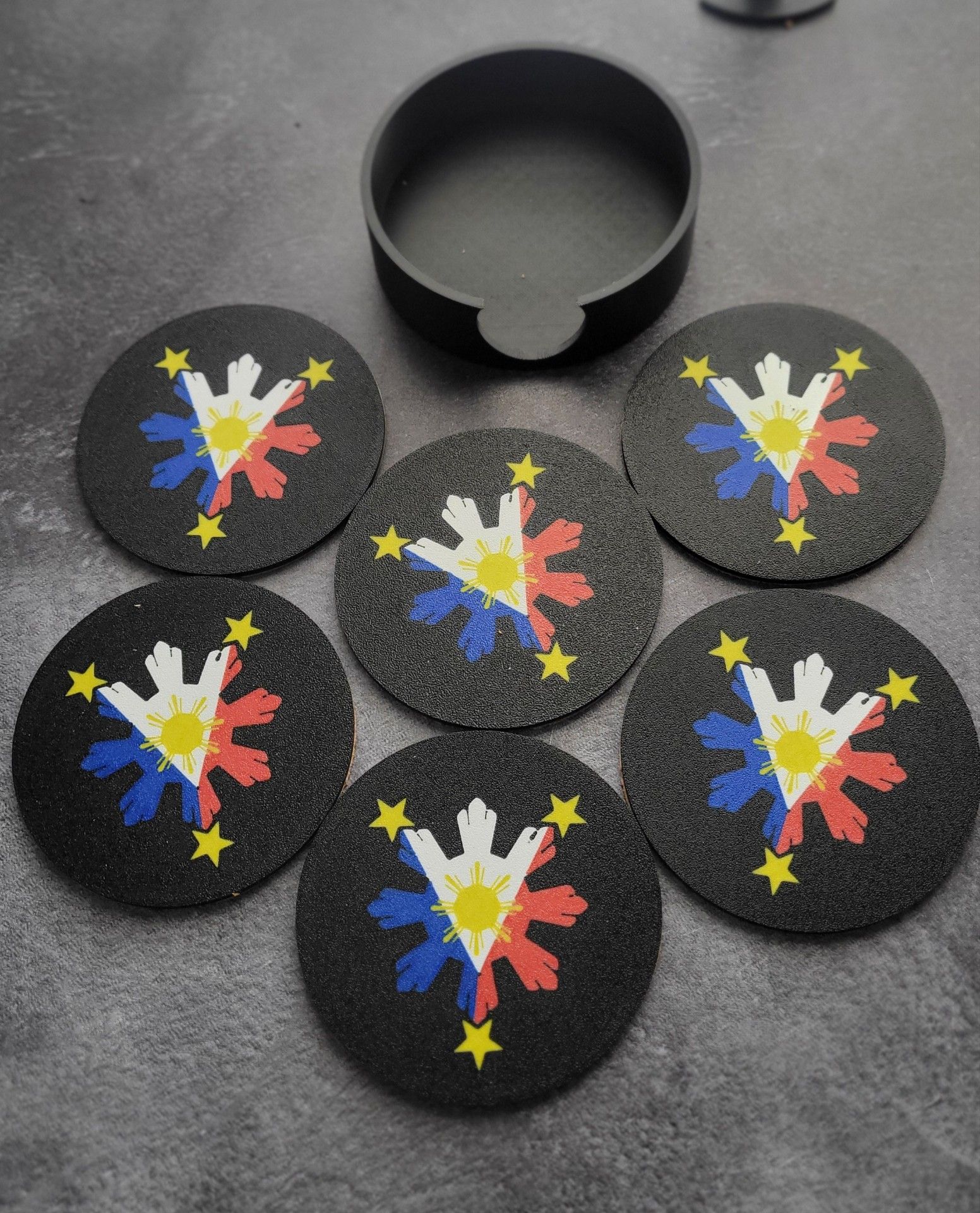Philippine flag cold drink coasters