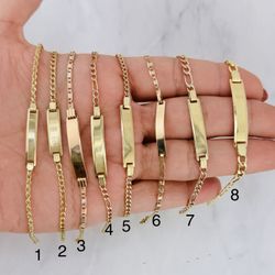 Real 10k Gold ID Bracelet fígaro ❤️ Girl or boy bracelet  ❤️ Pulsera De Niño O Niña Oro 10 Kilates 