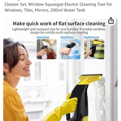 Rechargeable Window Vac, Power Window Vacuum Cleaner Set, Window Squeegee Electric Cleaning Tool for Windows, Tiles, Mirrors, 200ml Water Tank