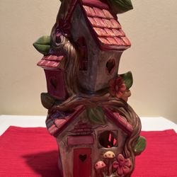 Decorative Ceramic Fairy House Figurine 13” Tall