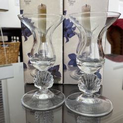 Pair Of Wiesel Glass Candle Holders