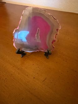 Pink Agate Slice with Stand