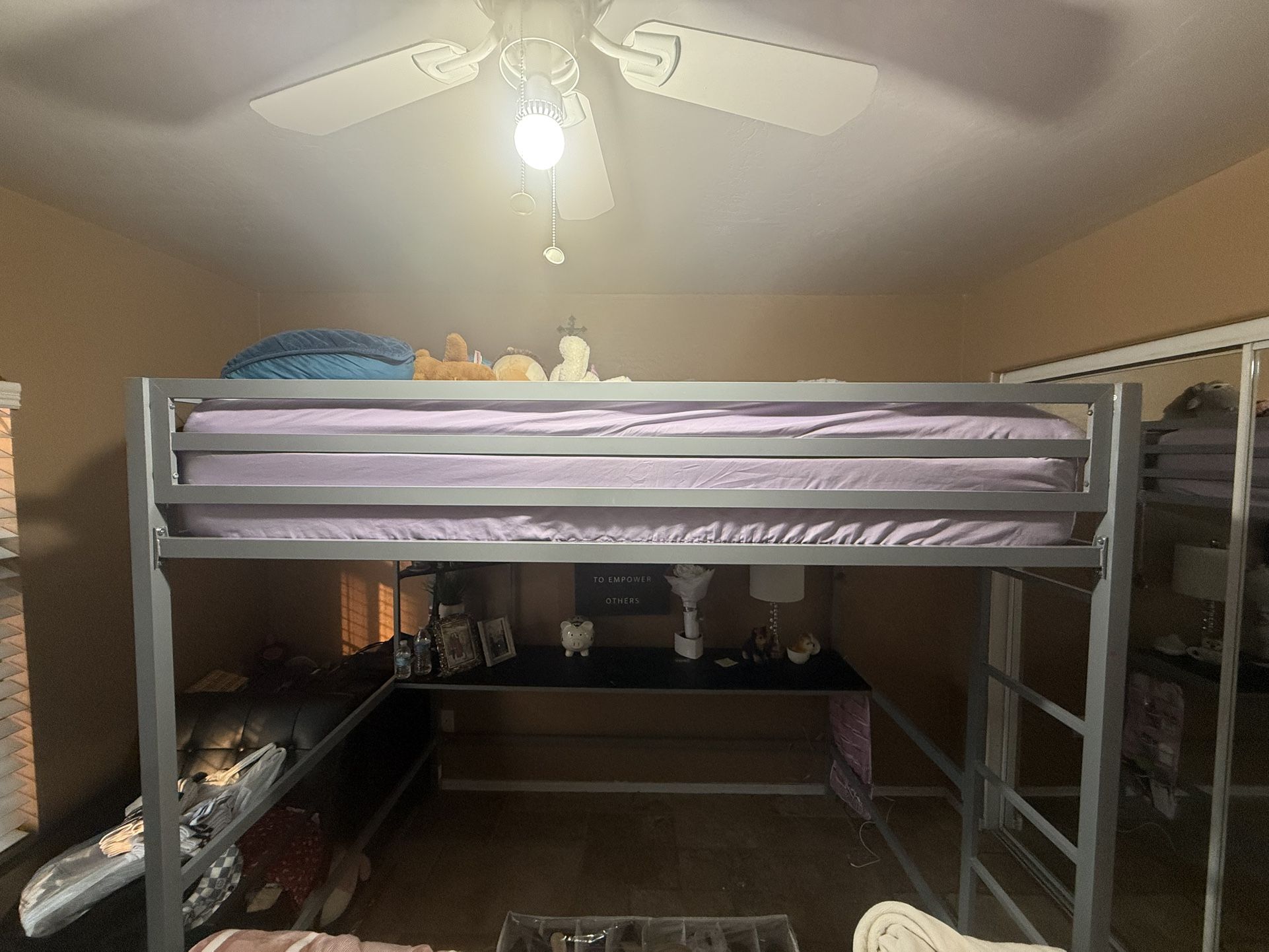 Bunk Bed Frame With Desk(Full Mattress Not Included)