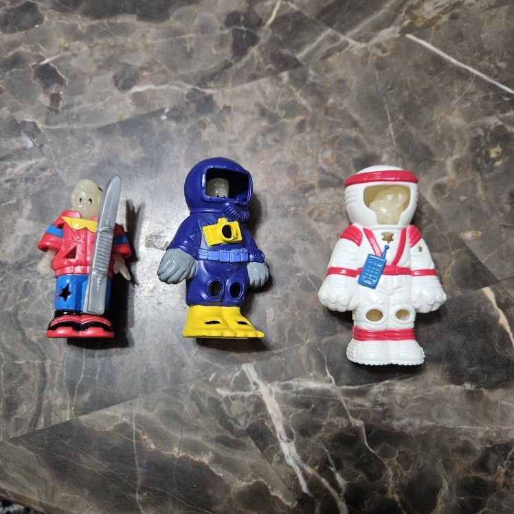 Vintage 1995 Burger King Kids Club Toy Figures Glo Force 90s Glow Dark Jaws glows