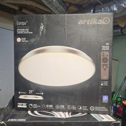 Artika 21 In. Silver LED Flush Mount Ceiling Light with Night Light Preset