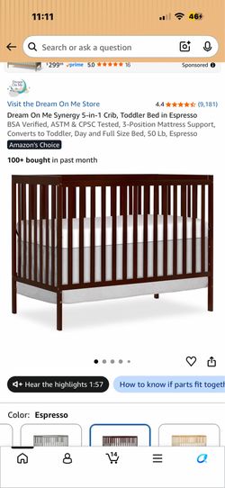 Baby crib with mattress